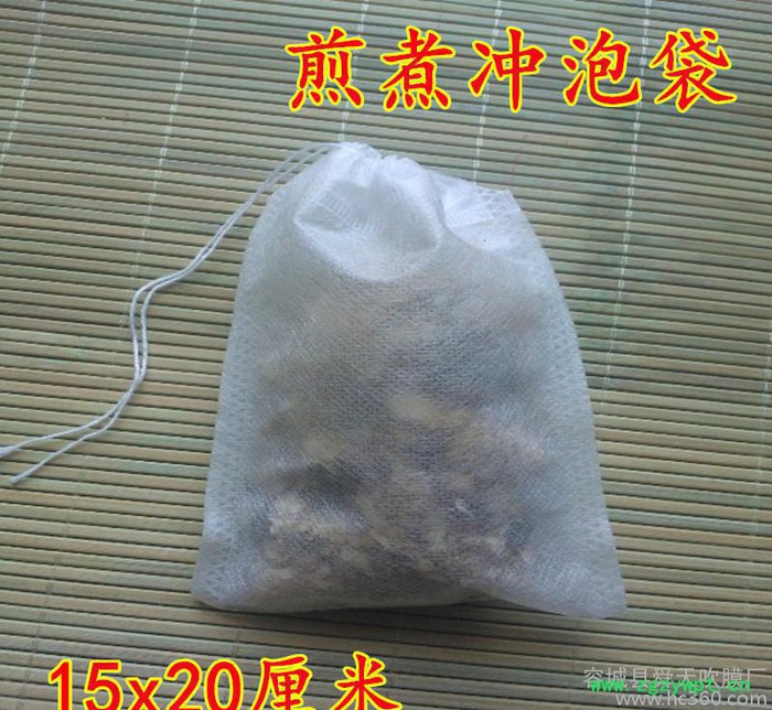 100个15*20空茶包泡茶袋煎药煲汤袋中药袋抽线无纺布包邮图2