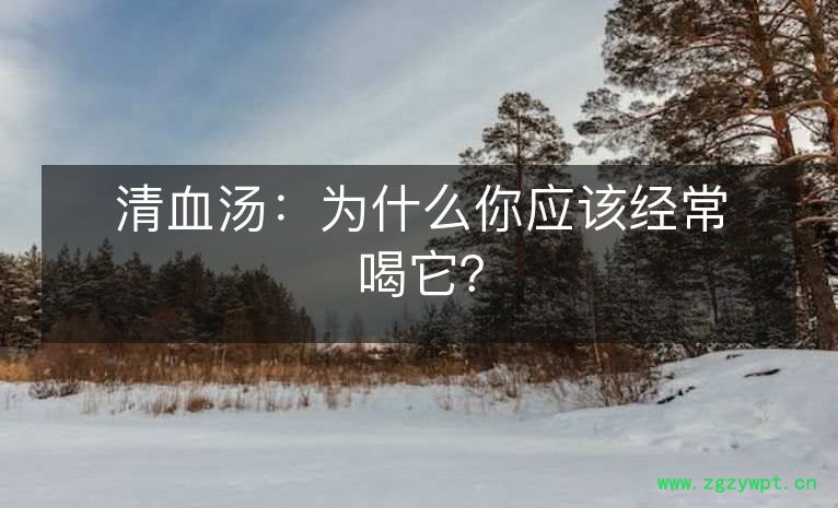 清血汤：为什么你应该经常喝它？